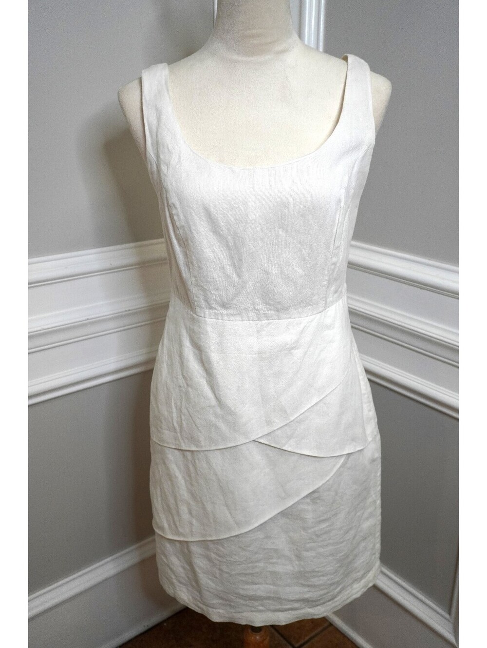 ZARA BASIC White Linen Blend Sleeveless Mini Dress Size S